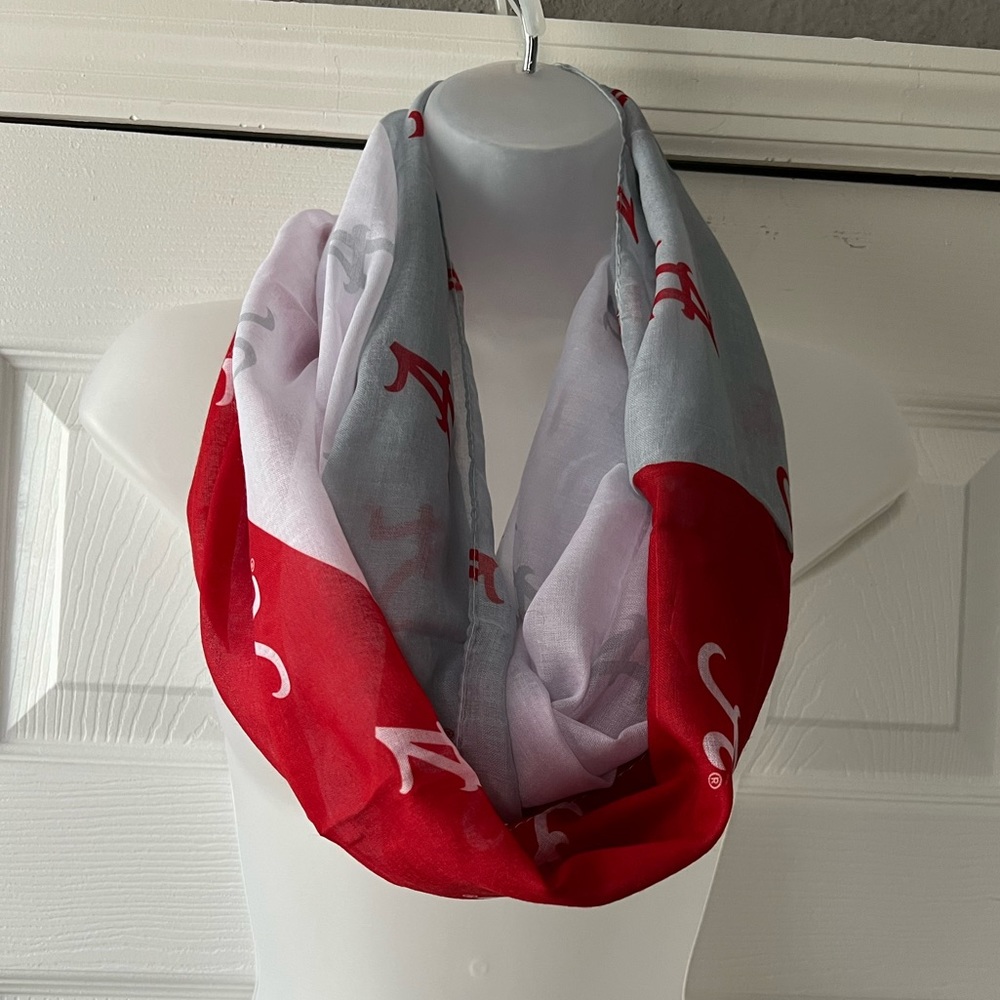 🌷 University of Alabama Crimson Tide Print Color Block Infinity Scarf NWT